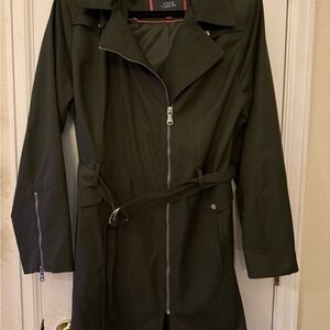 Vince Camuto Women's Dark Army Green Trench/Rain Coat with Hood